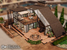 Sims 4 — Hightide l noCC by simZmora — Compact family residence with a bold architectural silhouette, warm wood detailing