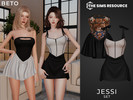 Sims 4 — Jessi - Set by Beto_ae0 — Dresses with corsets and short skirts, also with prints of works of art