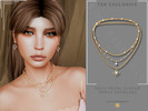Sims 4 — Gold Pearl Clover Triple Necklace by Glitterberryfly — A triple layered necklace with pearls