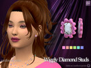 Sims 4 — Wiggly Diamond Studs by SunflowerPetalsCC — A pair of uniquely shaped stud earrings with a diamond in the