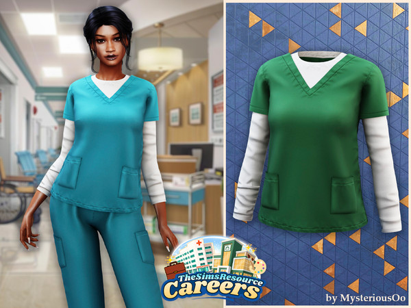 The Sims Resource | Careers - Layered medical scrub top