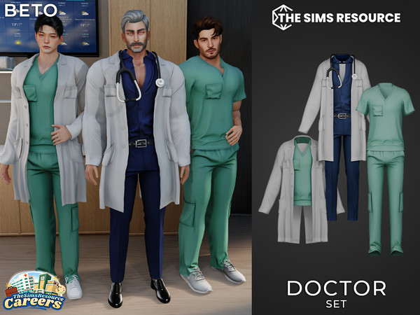 Sims 4 — By Beto - Sexy Doctor (Top V1) by Beto_ae0 — Male doctor and patient outfit with a stethoscope accessory, enjoy!