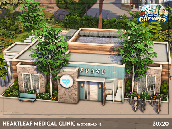 Sims 4 — Heartleaf Medical Clinic - NO CC by xogerardine — Heartleaf Clinic is a small, modern medical space designed to