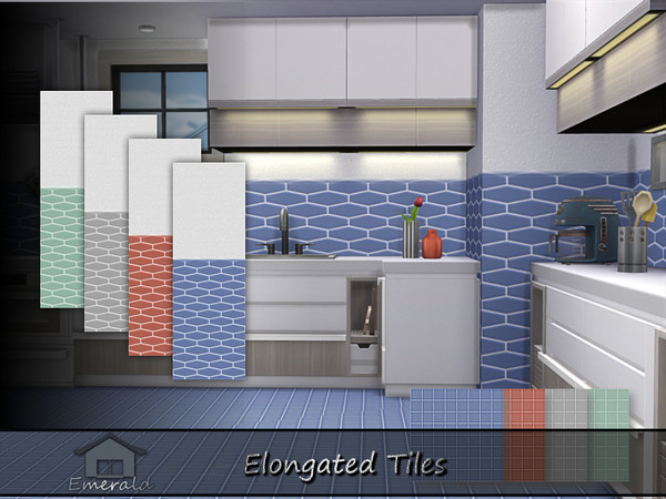 Sims 4 — Elongated Tiles by Emerald — Enhance your home with unique elongated shape tiles.
