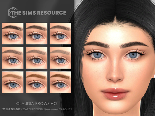Sims 4 — Claudia Brows HQ by Caroll912 — A 9-swatch bushy, arched eyebrows in different tones of black, brown, blonde and