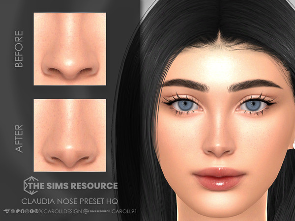 Sims 4 — Claudia Nose Preset HQ by Caroll912 — A small-sized nose preset with wider nostrils for female Sims. Preset is