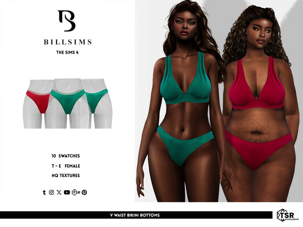 Sims 4 — V Waist Bikini Bottoms by Bill_Sims — This set includes a plunge neckline bikini top and a pair of matching