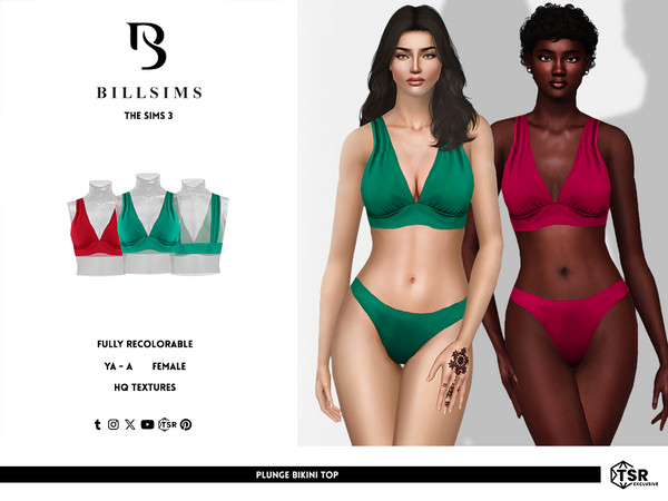 Sims 3 — Plunge Bikini Top by Bill_Sims — This bikini top features a plunge neckline that provides full coverage! -