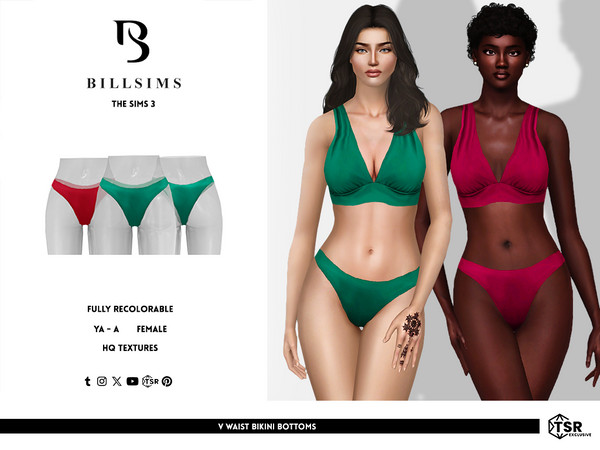 Sims 3 — V Waist Bikini Bottoms by Bill_Sims — These bikini bottoms feature a V waist design in minimalist style! -
