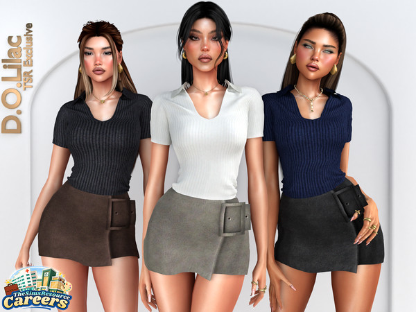Sims 4 — Office Chic Set -Top- by DOLilac — Includes: (Top + Bottom)