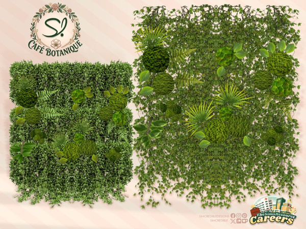 Sims 4 — Cafe Botanique Living Moss Wall by SIMcredible! — This is the second part of our Cafe Botanique series. We're