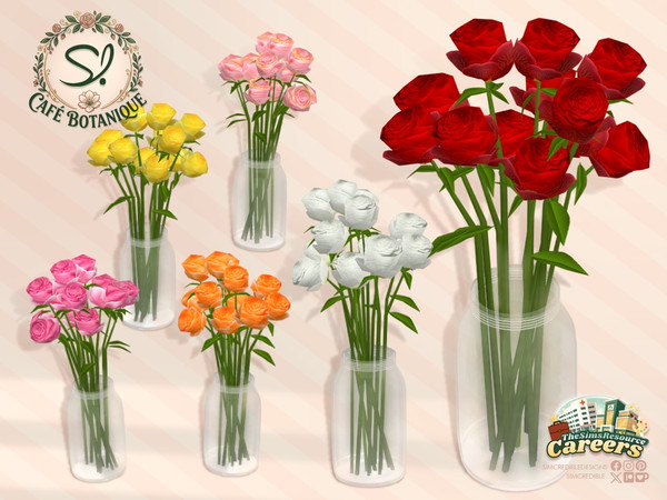 Sims 4 — Cafe Botanique Rose Flowers by SIMcredible! — This is the second part of our Cafe Botanique series. We're happy