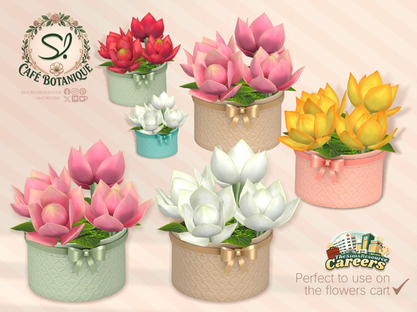 Sims 4 — Cafe Botanique Round Box Large Flowers by SIMcredible! — This is the second part of our Cafe Botanique series.