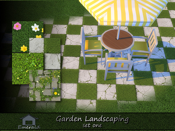 Sims 4 — Garden Landscaping set one by Emerald — Bring nature to your outdoor space with unique Eco terrain.