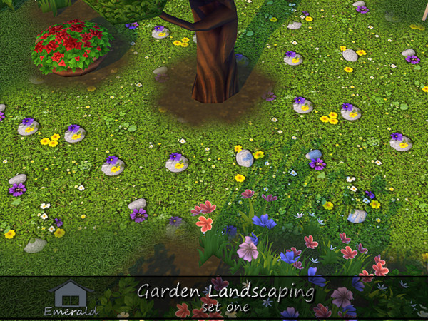 Sims 4 — Garden Landscaping set one 2 by Emerald — Bring nature to your outdoor space with unique Eco terrain.