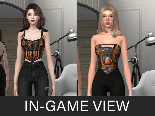 Sims 4 — By Beto - Agatha (Top V2) by Beto_ae0 — Corset blouses with works of art, enjoy it