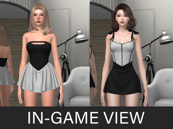 Sims 4 — By Beto - Jessi (Dress v2) by Beto_ae0 — Dresses with corsets and short skirts, also with prints of works of art