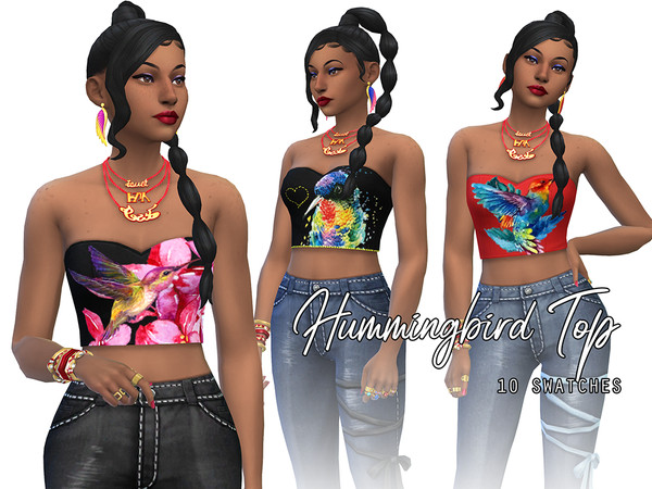 Sims 4 — Hummingbird Tube Top - MESH REQUIRED by Naunakht — Shout out to my fellow bird lovers! This hummingbird themed