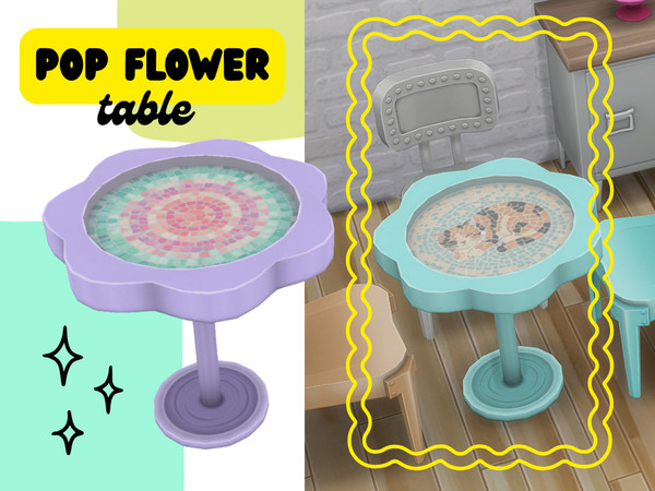 Sims 4 — Pop Flower Table by Antonius_Matamala — This adorable vintage flower-shaped pop metal table features a
