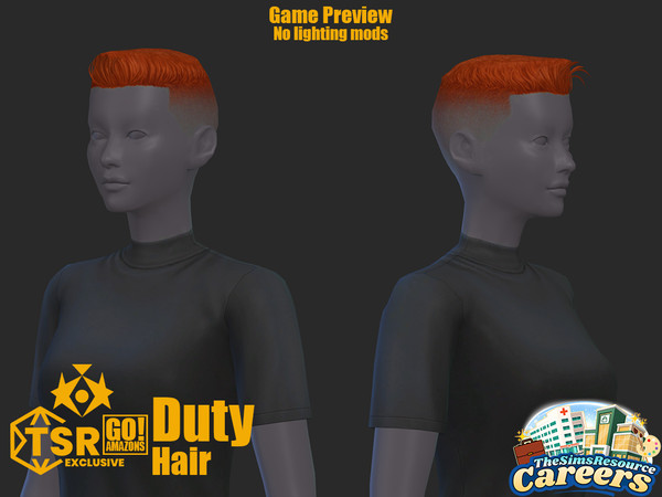 Sims 4 — GOAmazons_DutyHair_Male (Careers) by GoAmazons — Unisex short crew cut hairstyle for straight hair.