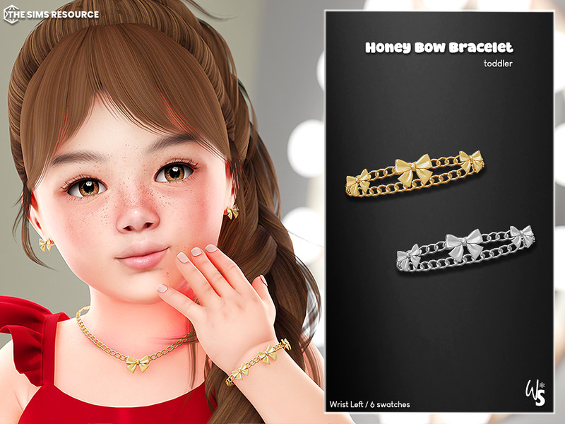 Sims 4 CAS-slot accessory CC (Wisteria) Honey Bow Set - Bracelet for toddler by WisteriaSims