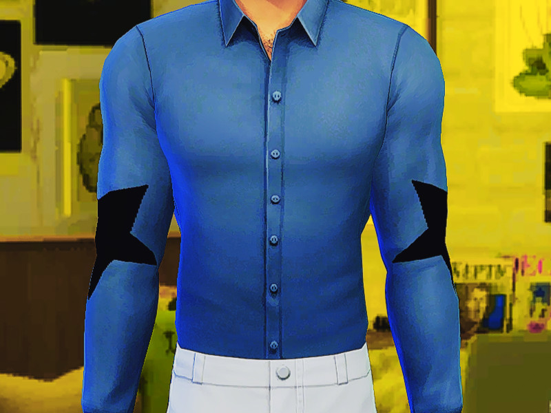 Sims 4 men’s clothing CC button up shirt by pter689