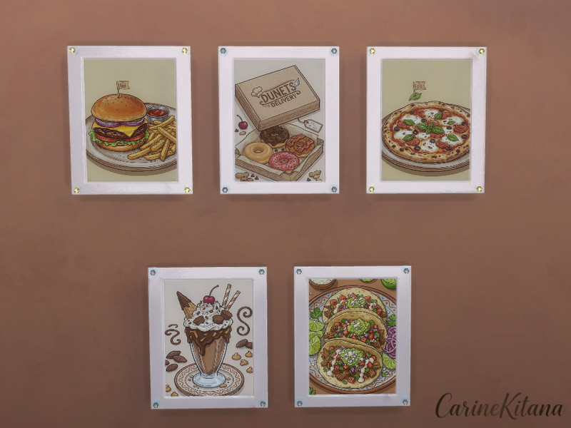 Sims 4 kitchen and cafe Build Buy CC Jasper Painting Fast Food by CarineKitana