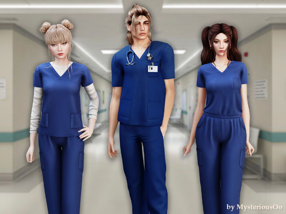 The Sims Resource | Careers - Layered medical scrub top