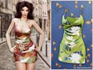 Sims 4 — Satin bloom mini dress by MysteriousOo — Flirty satin-inspired mini dress featuring a soft cowl neckline and