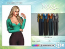 Sims 4 — Pouffed sleeves blouse with long pants by Mona — -New mesh-