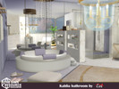 Sims 4 — Kaldia Bathroom by evi — The whiteness of this bathroom as it is interrupted by golden touches makes this