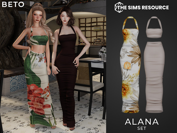 Sims 4 — By Beto - Alana (Dress) by Beto_ae0 — Summer dress and 2-piece set with cute prints and minimalist colors
