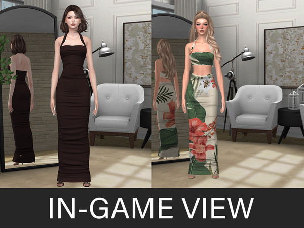 Sims 4 — By Beto - Alana (Skirt) by Beto_ae0 — Summer dress and 2-piece set with cute prints and minimalist colors