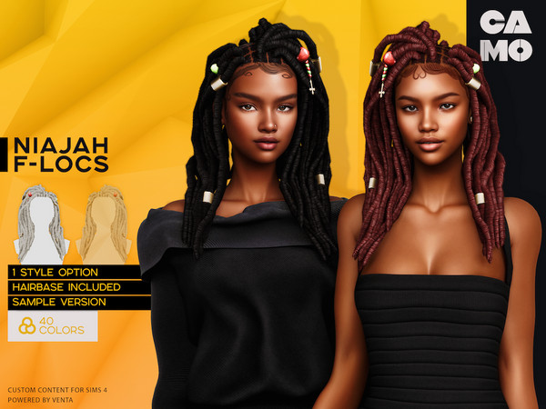 Sims 4 — CAMO - Niajah F-Locs by VentaStudio — 40 Colors