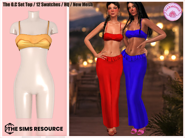 Sims 4 — Harmonia_TSR_OCsetRuffleTop by Harmonia — Ruffle Detail Top and Skirt 12 Swatches
