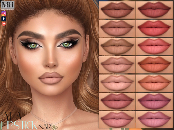 Sims 4 — Lyla Lipstick by MagicHand — Matte lips in 20 colors - HQ Compatible.