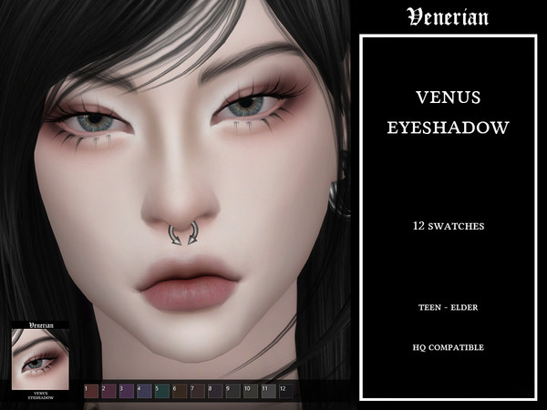 Sims 4 — Venus Eyeshadow by Venerian by Venerian — 12 swatches Teen to elder Feminine fashion choice, no gender or frame
