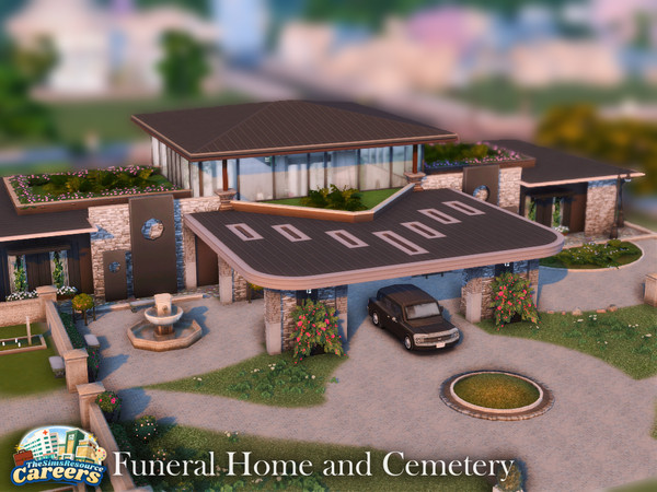 Sims 4 — Careers - Funeral Home and Cemetery l noCC by simZmora — Contemporary funeral home designed as a calm and