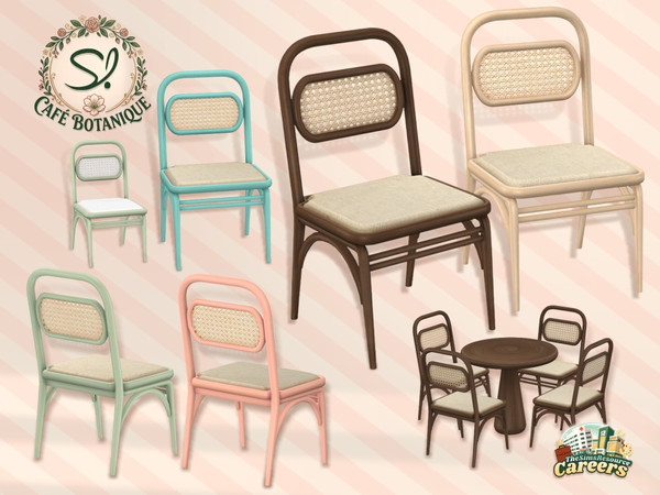 Sims 4 — Cafe Botanique Chair by SIMcredible! — The Cafe Botanique series is now complete with the Cafeteria area.