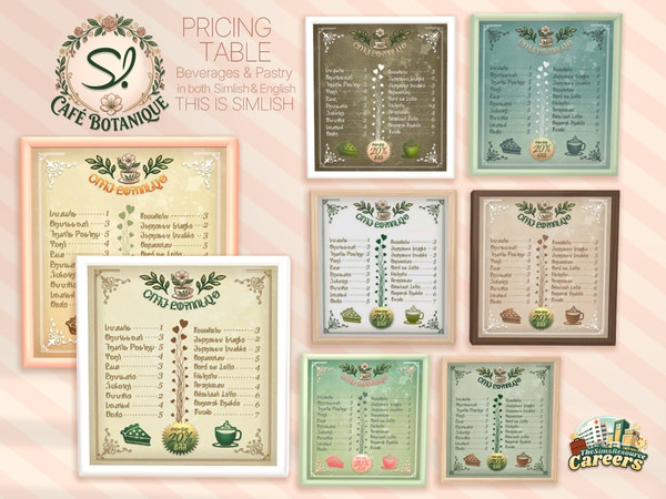 Sims 4 — Cafe Botanique Painting Cafe Price Simlish by SIMcredible! — The Cafe Botanique series is now complete with the