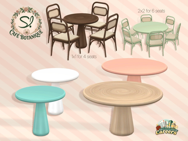 Sims 4 — Cafe Botanique 1x1 Dining Table by SIMcredible! — The Cafe Botanique series is now complete with the Cafeteria