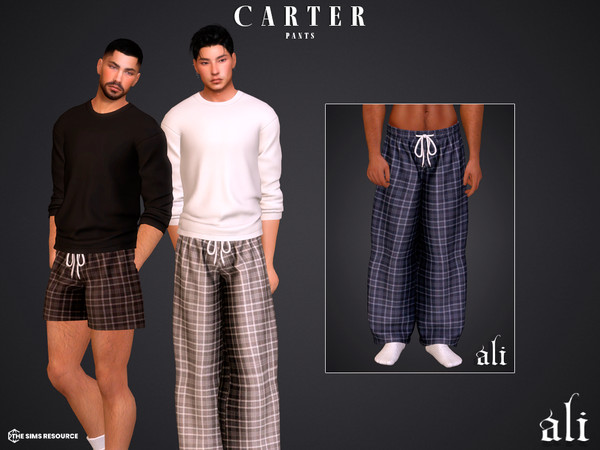 Sims 4 — CARTER pants by ali1 — T-Shirt, Plaid Pants and Shorts
