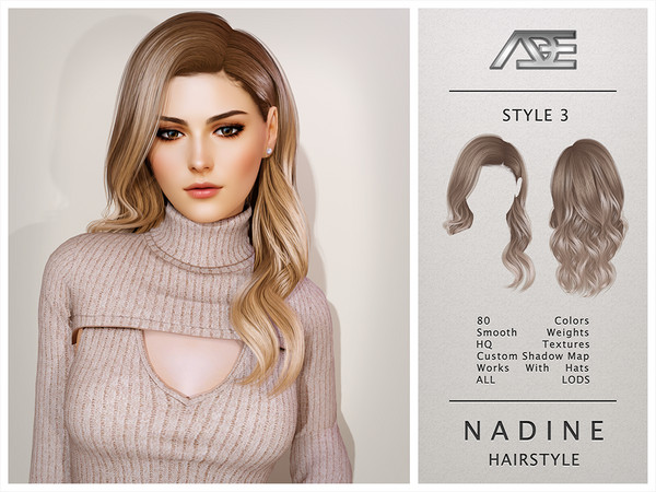 Sims 4 — Nadine Hairstyle - Style 3 by Ade_Darma — Nadine Hairstyle - Style 3 New Hair Mesh