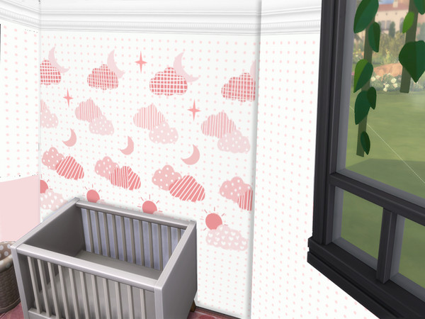 Sims 4 — Clouds Wallpaper by lavilikesims — A set of 3 walls, full spot, full clouds and half spot half colour, all wall