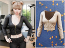 Sims 4 — Cropped zip lounge hoodie by MysteriousOo — A fitted cropped hoodie designed with a plunging neckline, front