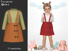 Sims 4 — Annie Suspender Skirt Turtleneck Outfit by talarian — Layered outfit featuring ribbed long sleeve turtleneck top