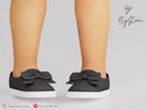 Sims 4 — Toddler Guipure SlipOns by FlyStone — Toddler slip-on flat shoes with oversized bow detail, rounded toe