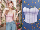 Sims 4 — Satin corset tube top by MysteriousOo — A fitted strapless corset top featuring sculpted seams, a satin-inspired