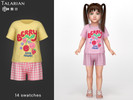 Sims 4 — Adaline T-Shirt and Gingham Shorts Outfit Berry Friends by talarian — Playful two-piece outfit with a graphic