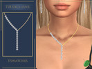 Sims 4 — Lena Long Necklace by Pitted0live — Long necklace with an asymmetric diamond design on a dainty chain Custom